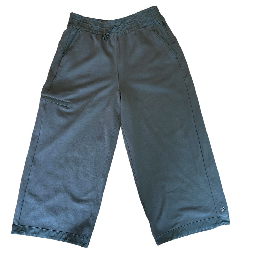 Athleta Triumph Hybrid‎ Wide Leg Crop Pants Women's Bali Green Size small - Picture 3 of 9